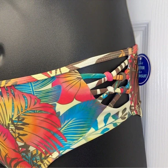 New! Swimsuit For All Tropical Hibiscus Print Two Piece - Picture 8 of 11